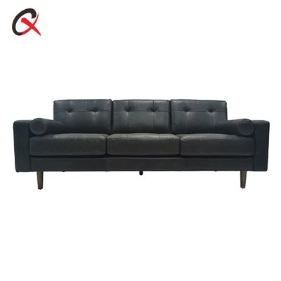 Black Leather 3 Seater Sofa