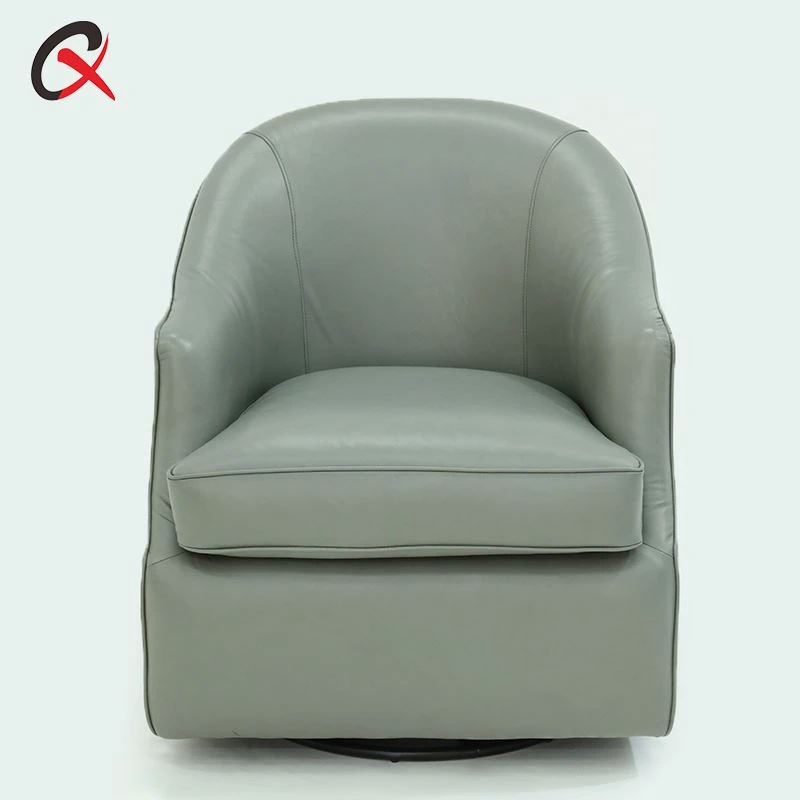 Leather Swivel Barrel Chair